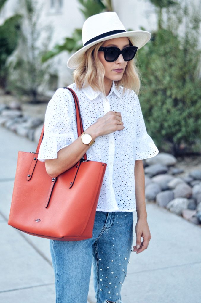 Red coach tote bag on sale