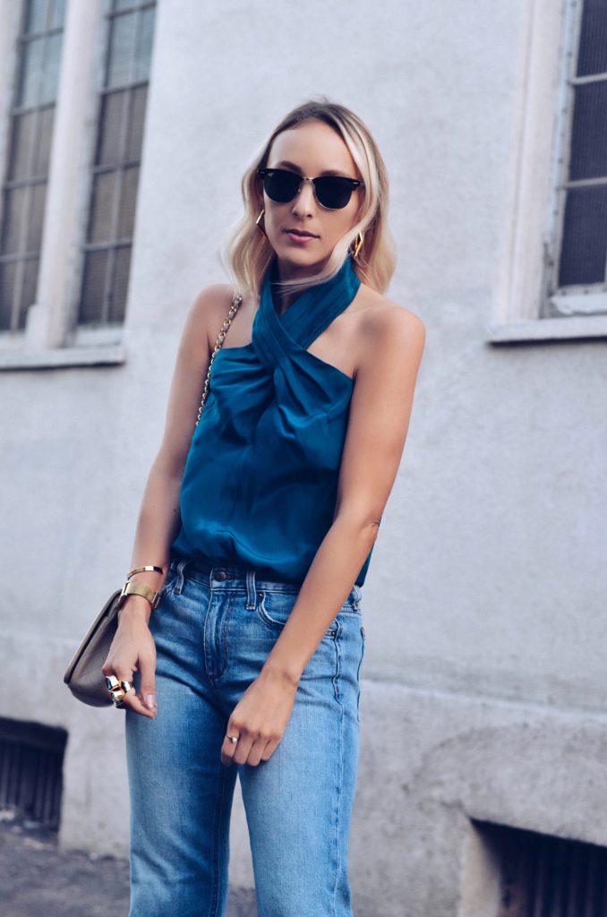 how to style a going out top with jeans