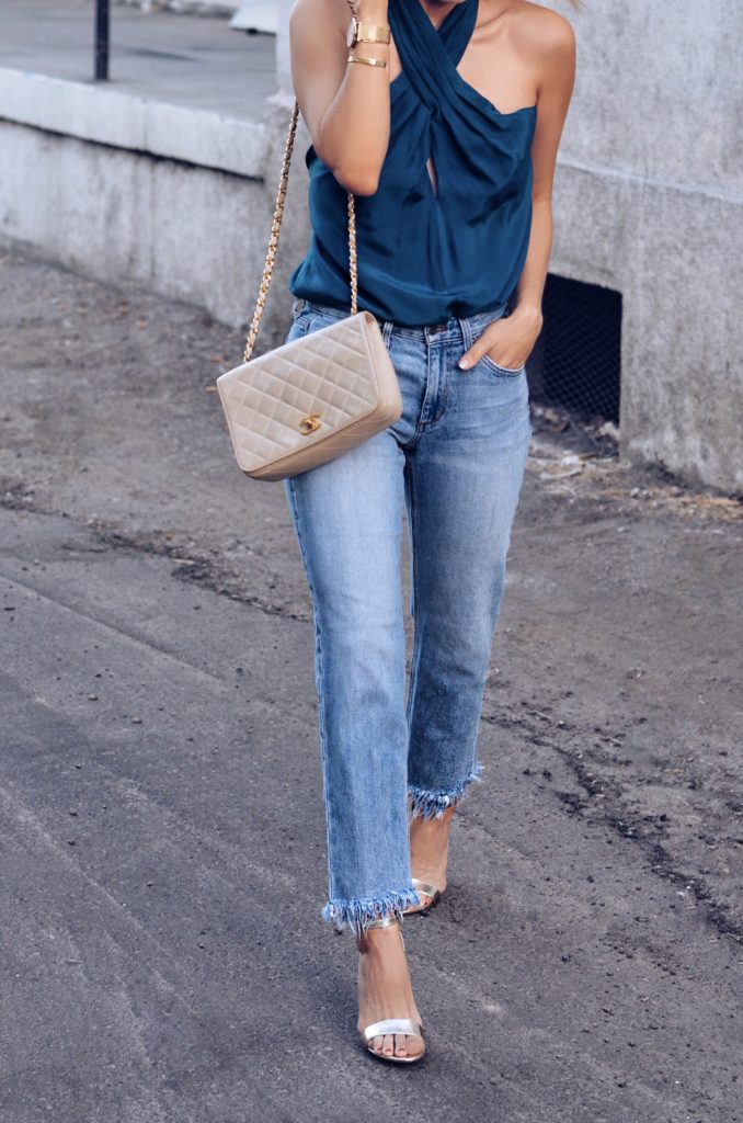 how to style a going out top with jeans