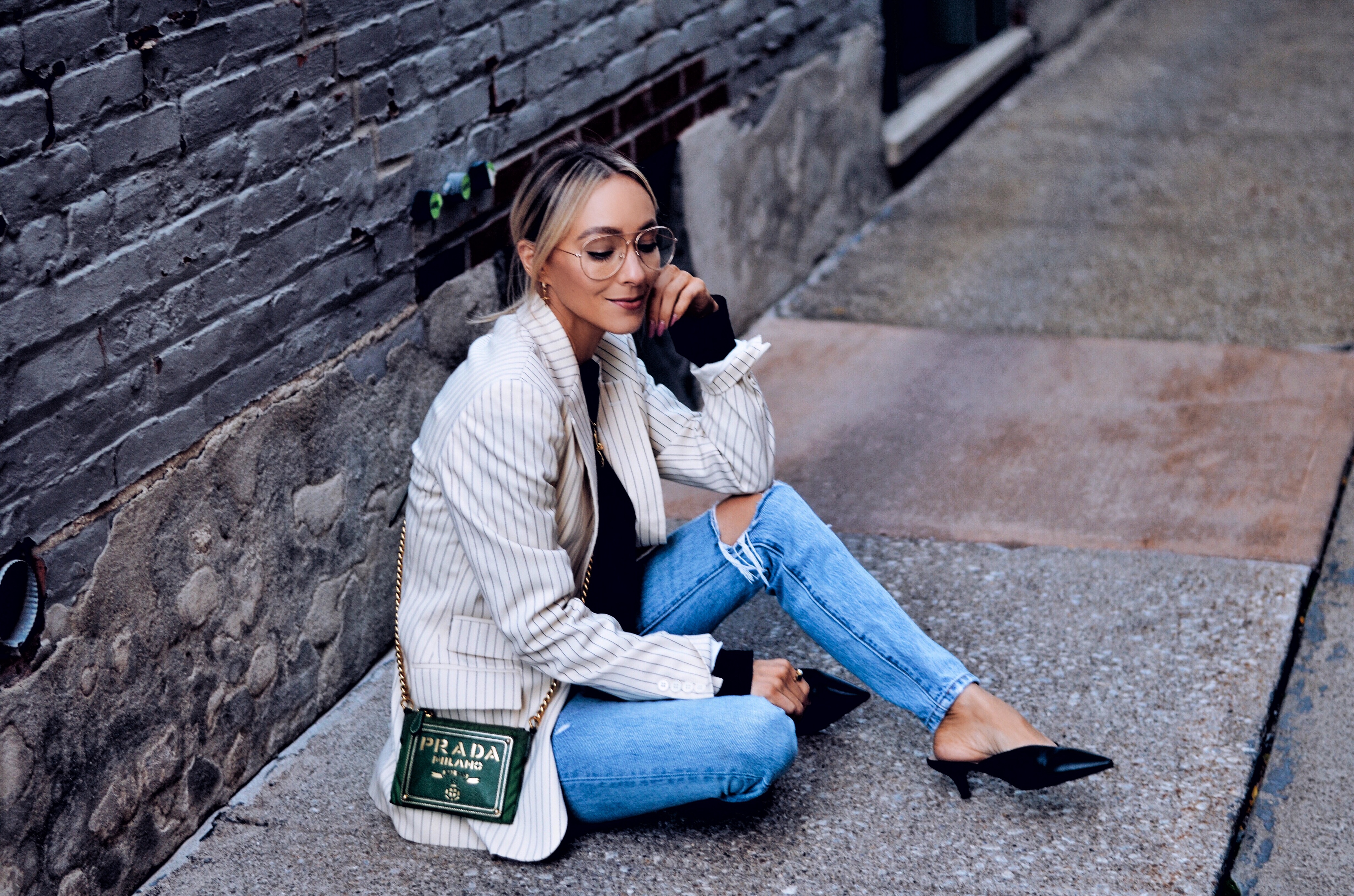 Vintage blazer and jeans