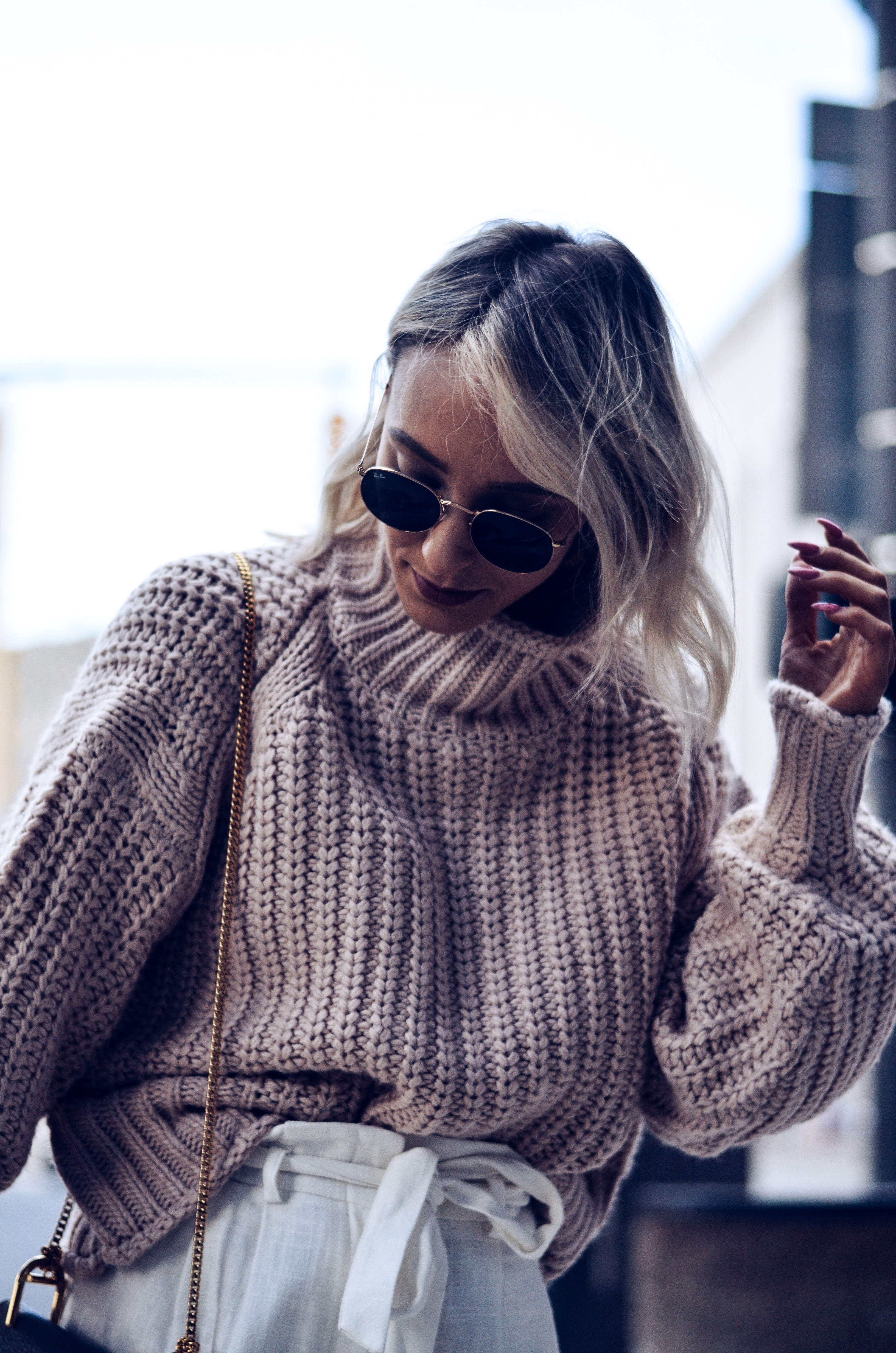 Chunky cream turtleneck sweater