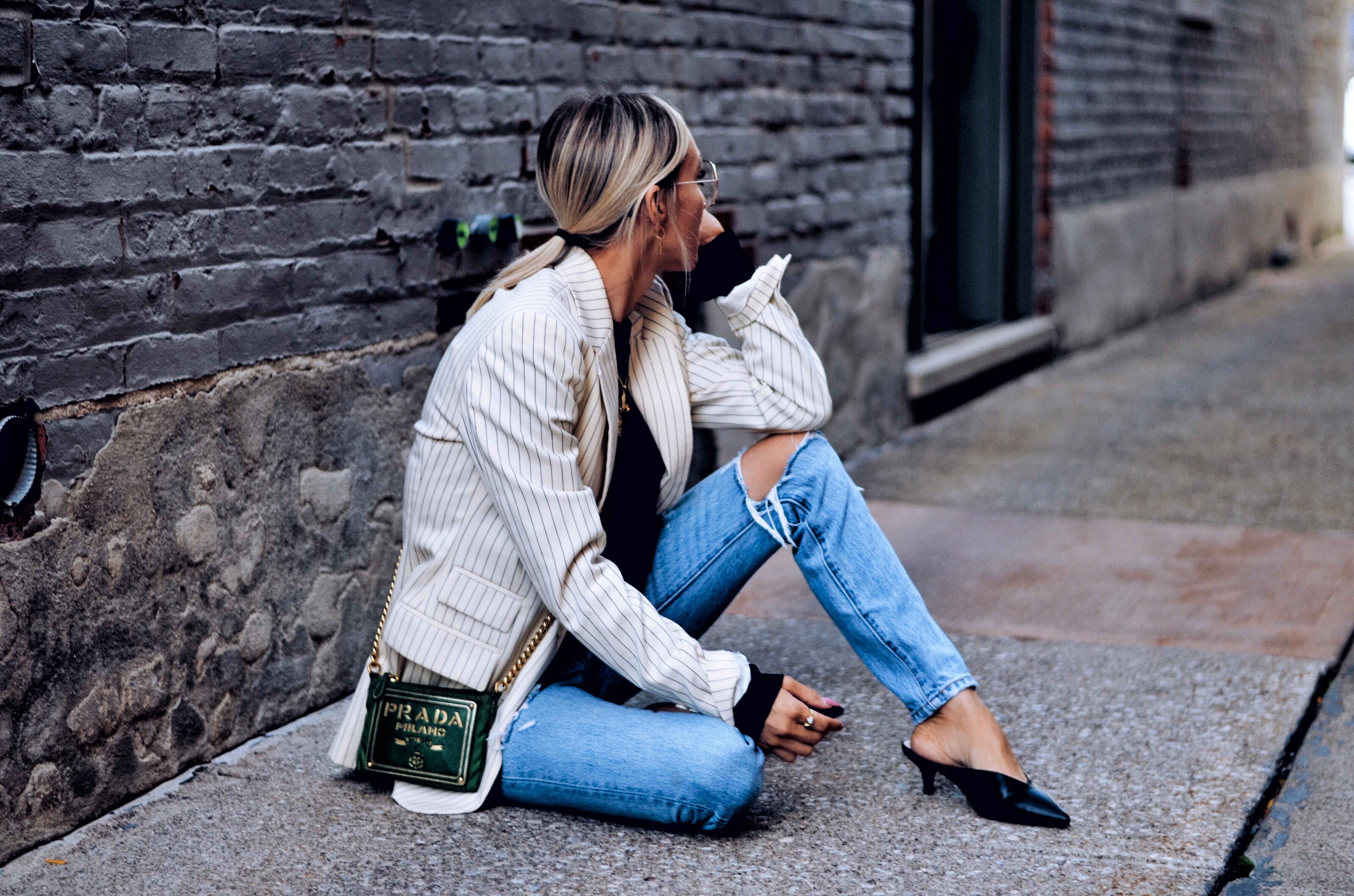 Vintage blazer and jeans