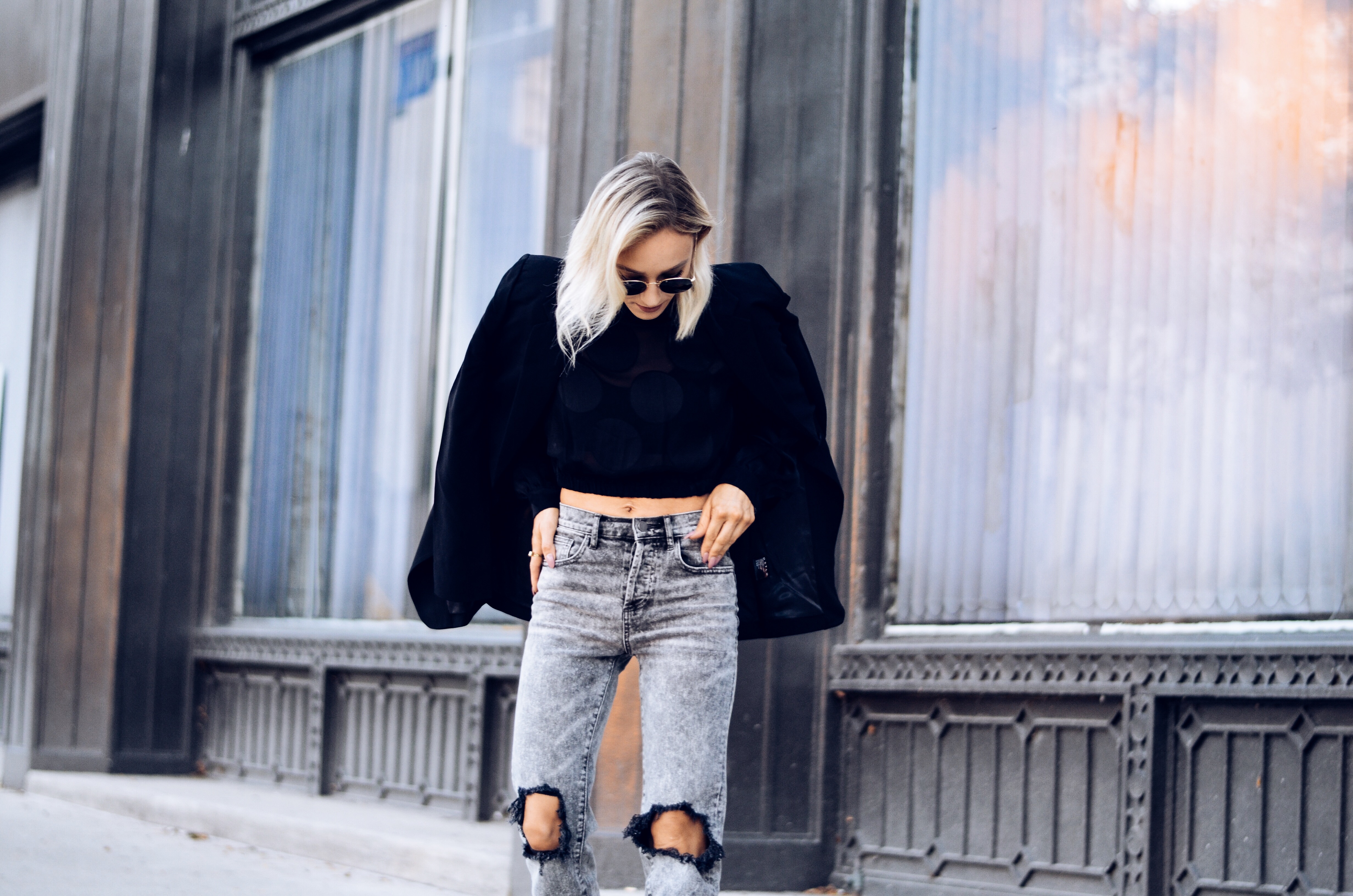 Boyfriend blazer and mom jeans