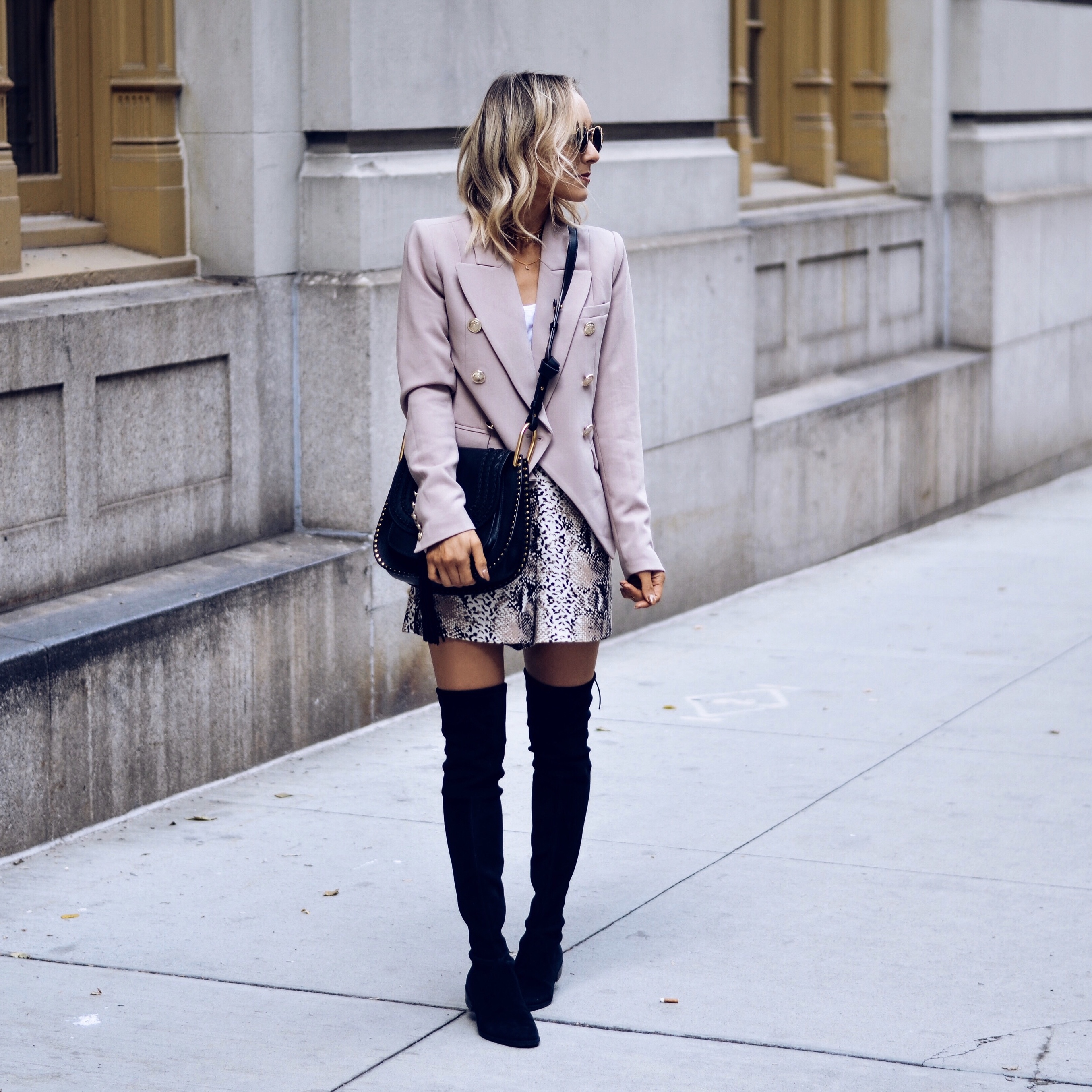 flat over the knee boots outfit idea