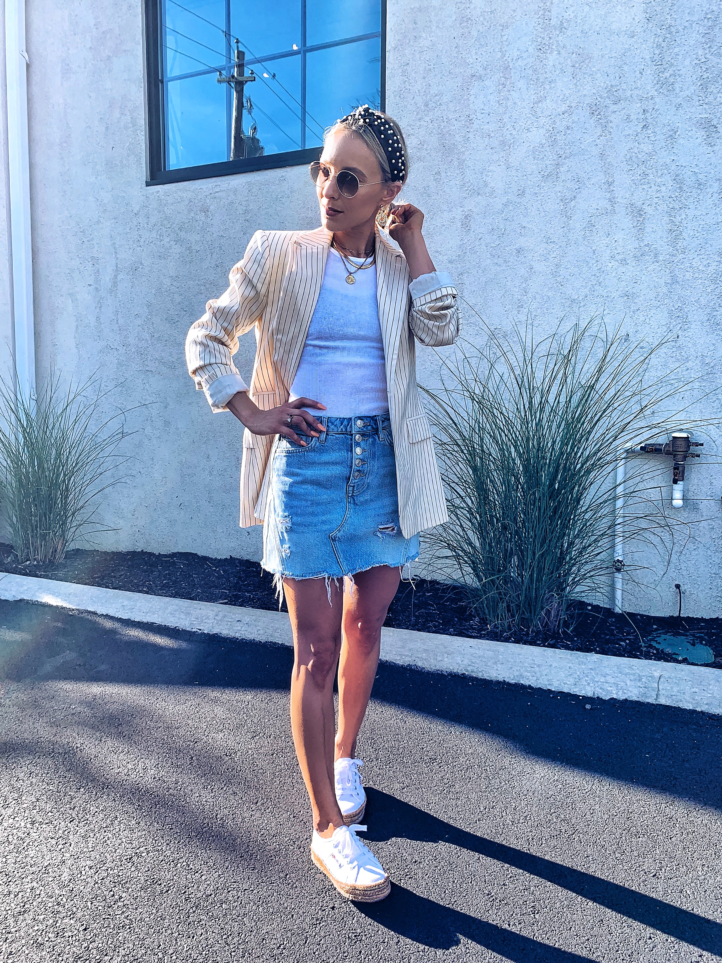 Jean skirt with blazer