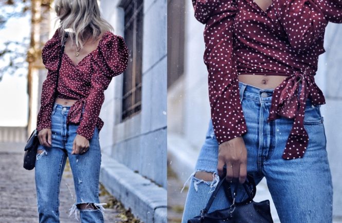 red-and-white-polka-dot-top